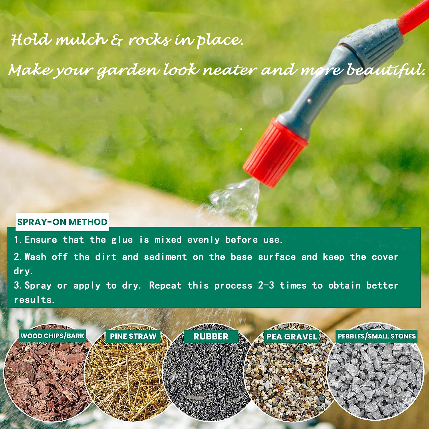 Ready to Use Professional Grade Landscape Glue for Gravel Rock and Mulch Fast Drying Gravel Glue