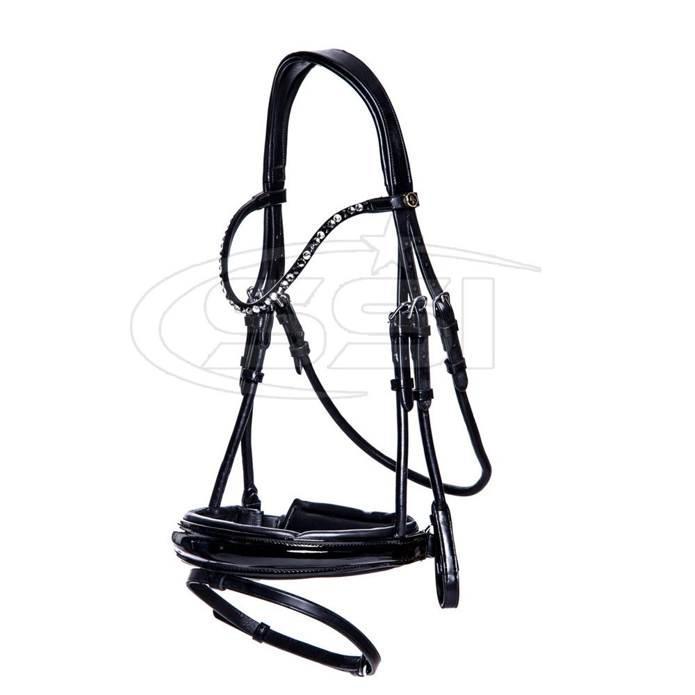 Customize Horse Patent Leather Bridle With Crystals & Soft Padding Manufacturer