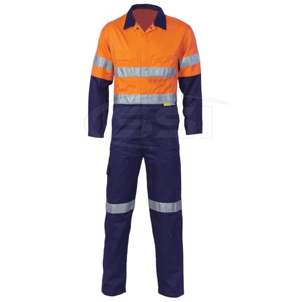 coverall custom logo construction workers high visibility reflective cotton overall work suit workwear for factory