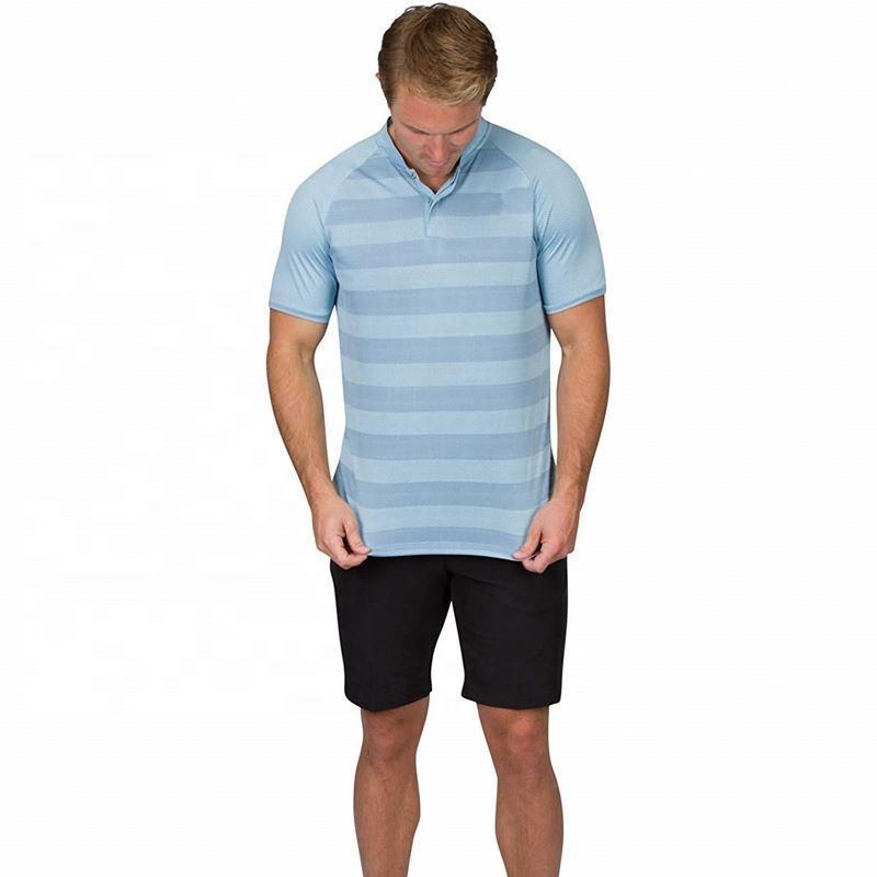 Collarless Polo T Shirt 88% polyester 12% spandex new design sublimated men's quick dry collarless golf polo shirt