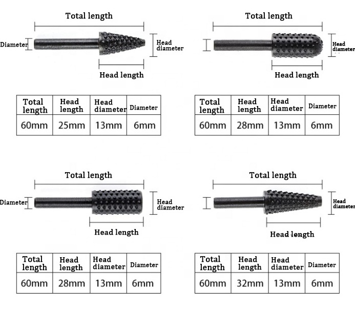 Wood Carving File Rasp Drill Bits 1/4