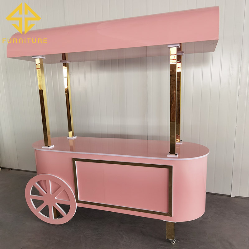 Pink party cinderella carriage PVC wedding decoration cake candy cart