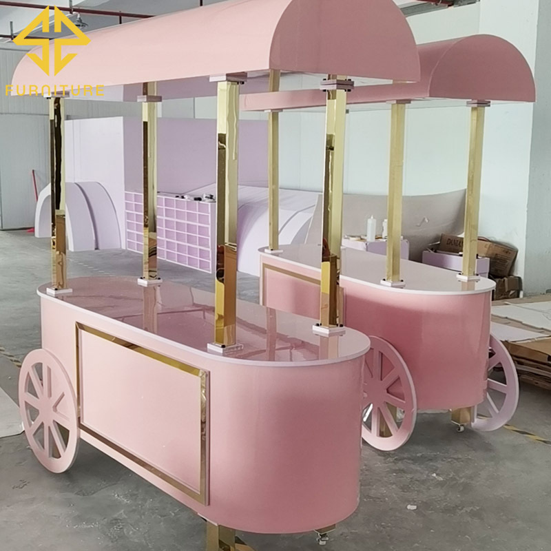 Pink party cinderella carriage PVC wedding decoration cake candy cart