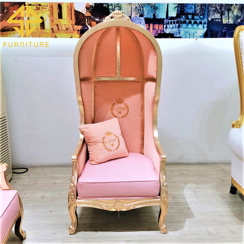 Cute royal pink queen throne wedding bird cage chair for party