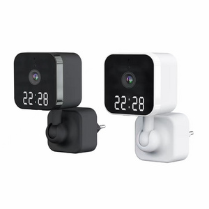 TUYA 2MP Two Way Audio IR Mini CCTV Cube Plug Direct Power Camera Audio Smart Camera With Clock Home Security Camera