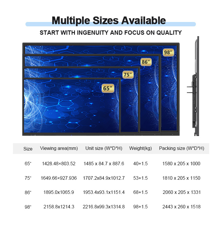 Lenovo Tablet 20 Points 65inch LCD Display Portable Interactive Whiteboard Teaching Digital Smart Board for School 65 75 86 Inch