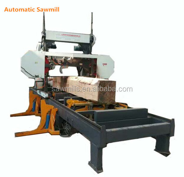 Hand / Automatic Wood Cutting Machine Mobile Horizontal Band Saw For Wood Logs