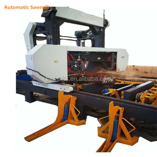 Hand / Automatic Wood Cutting Machine Mobile Horizontal Band Saw For Wood Logs