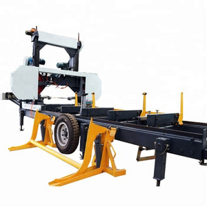 Portable horizontal bandsaw mill with mobile wheels log cutting sawmill