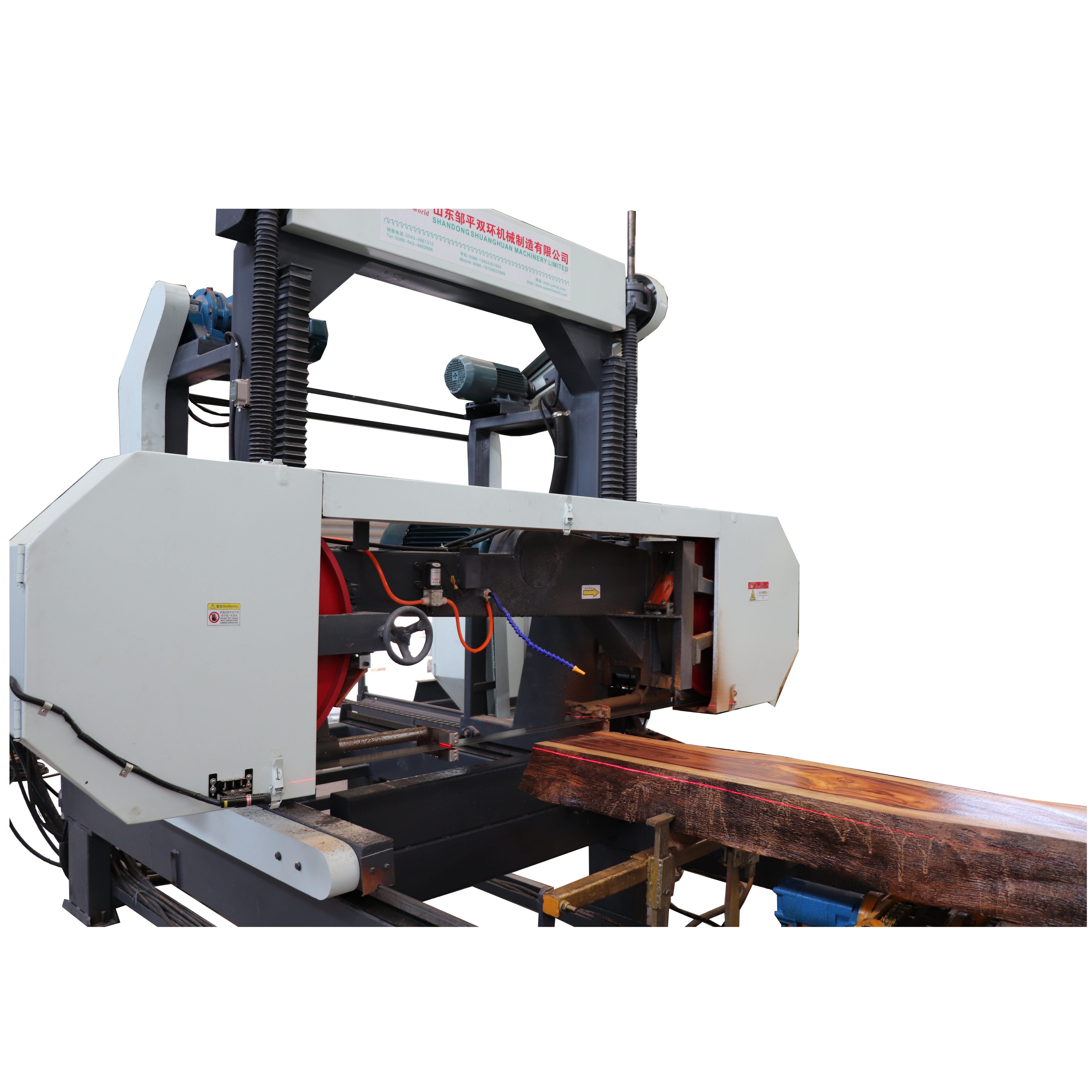 Woodworking mobile band saw rail bandsaw with sawmill tires