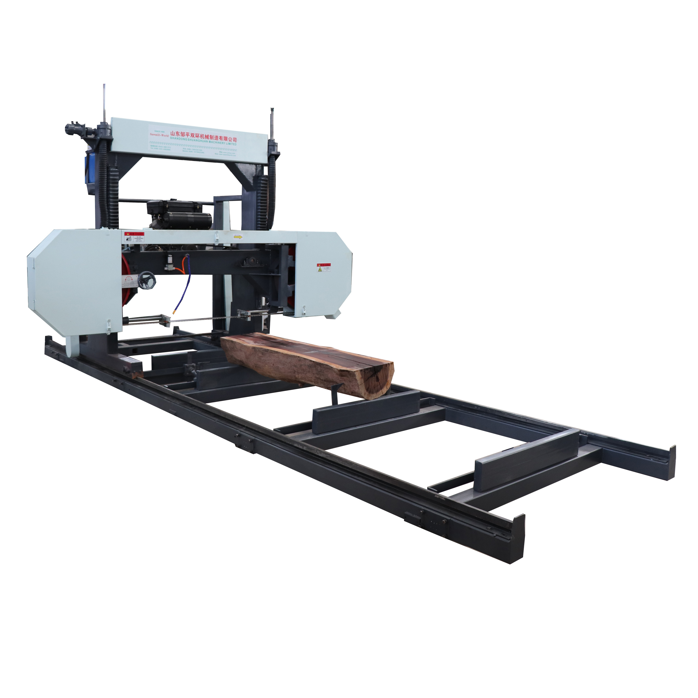 Woodworking mobile band saw rail bandsaw with sawmill tires