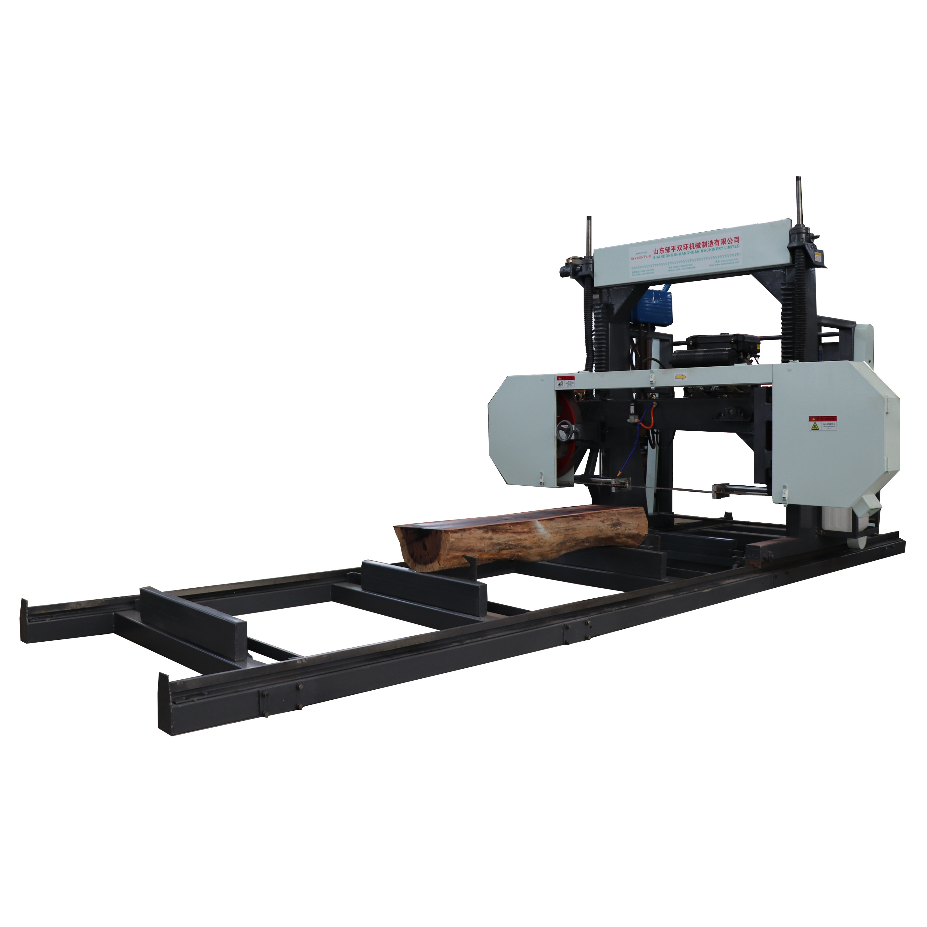 Woodworking mobile band saw rail bandsaw with sawmill tires