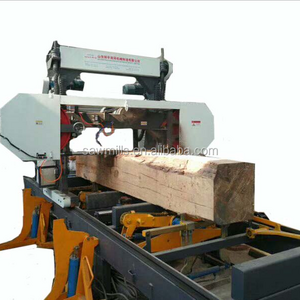 Hand / Automatic Wood Cutting Machine Mobile Horizontal Band Saw For Wood Logs