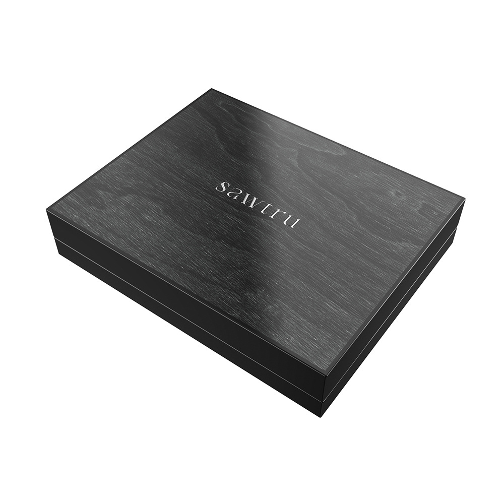 Premium Wooden Serving Matt Black Painting fancy logo laser luxurious pen essential oil tea watch wine MDF gift wooden box