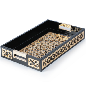 Sawtru wooden gold foil tray with wooden blank wood serving tray