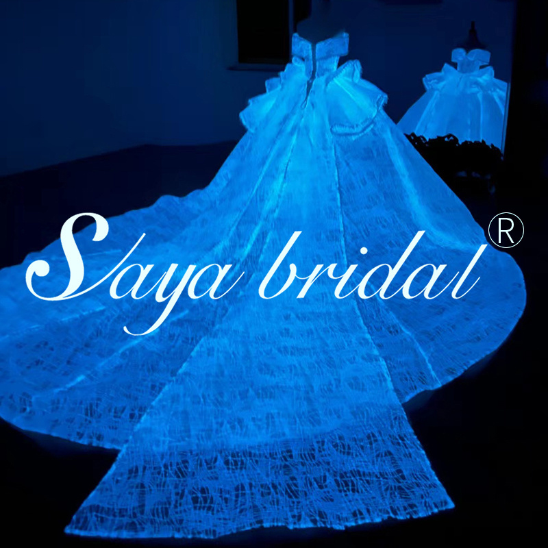 Wedding Bridal Gown Glow in the Dark Light up Luminous  Light up Luminous Glowing LED Fiber Optic