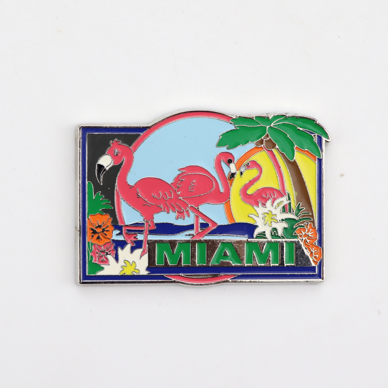 Cheap Factory Custom Metal Fridge Magnet Miami Bahamas Colorful Beach Souvenir