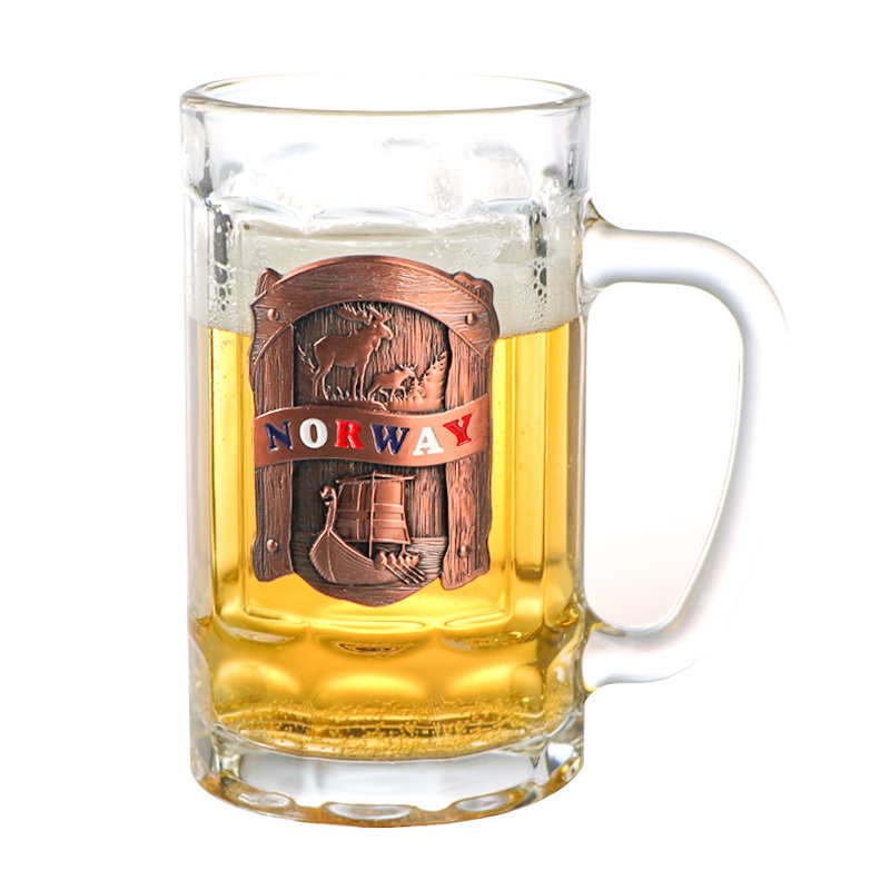 Wholesale Manufacturer Customized Logo Souvenir Glass Beer Stein Mug with Handle