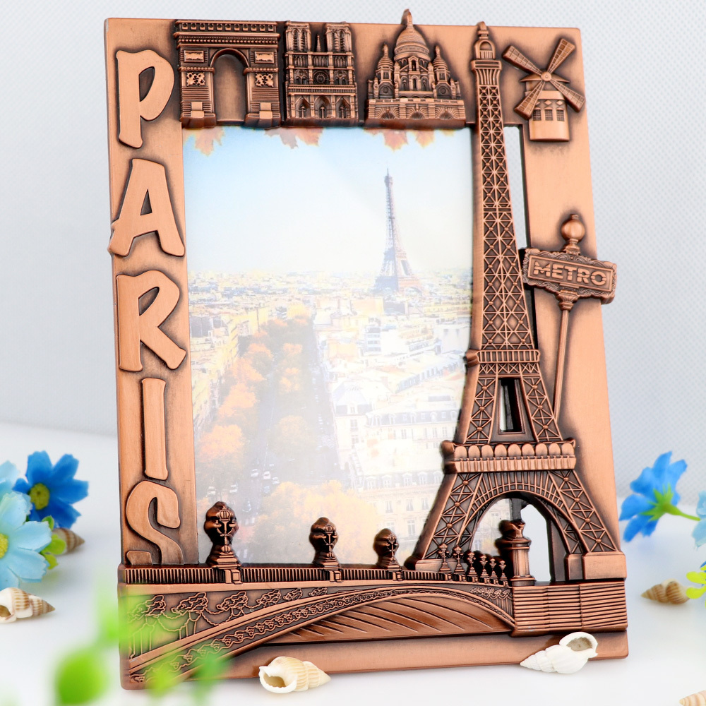 Classic Style Paris Eiffel Tower Decoration Art Metal Tourist Souvenir Photo Frame