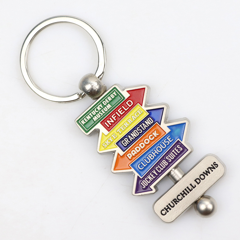 Factory Customized Design Rotate Key Chain Revolve Spinning Souvenir Enamel Metal Keychain