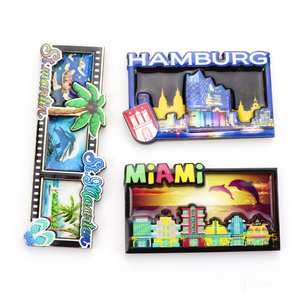 Custom Design Square Shape MDF Tourist Miami Beach Souvenir 3D Wood Fridge Magnet