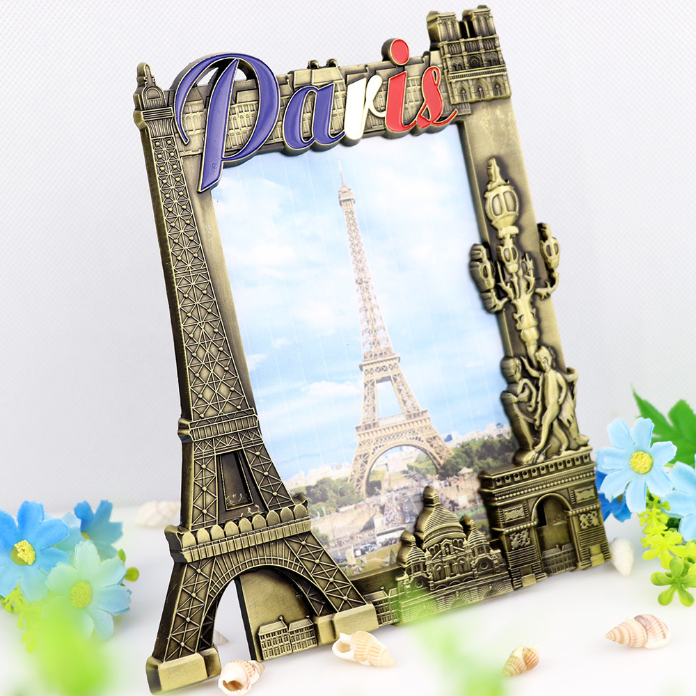 Custom Home Decoration Paris City Tourists Souvenir Metal Photo Picture Frame