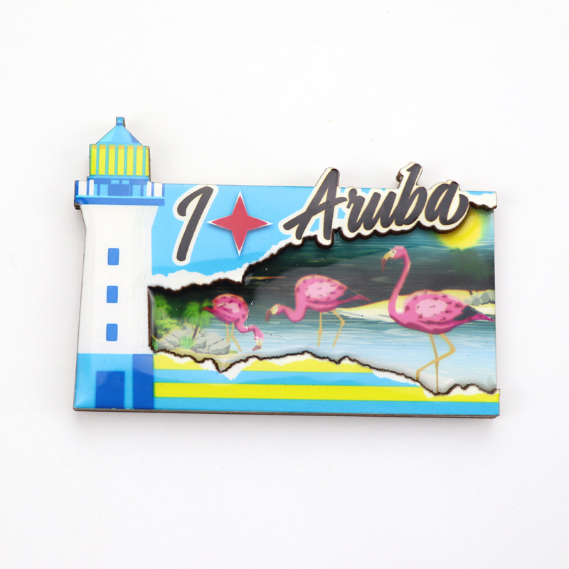 Custom Design Square Shape MDF Tourist Miami Beach Souvenir 3D Wood Fridge Magnet