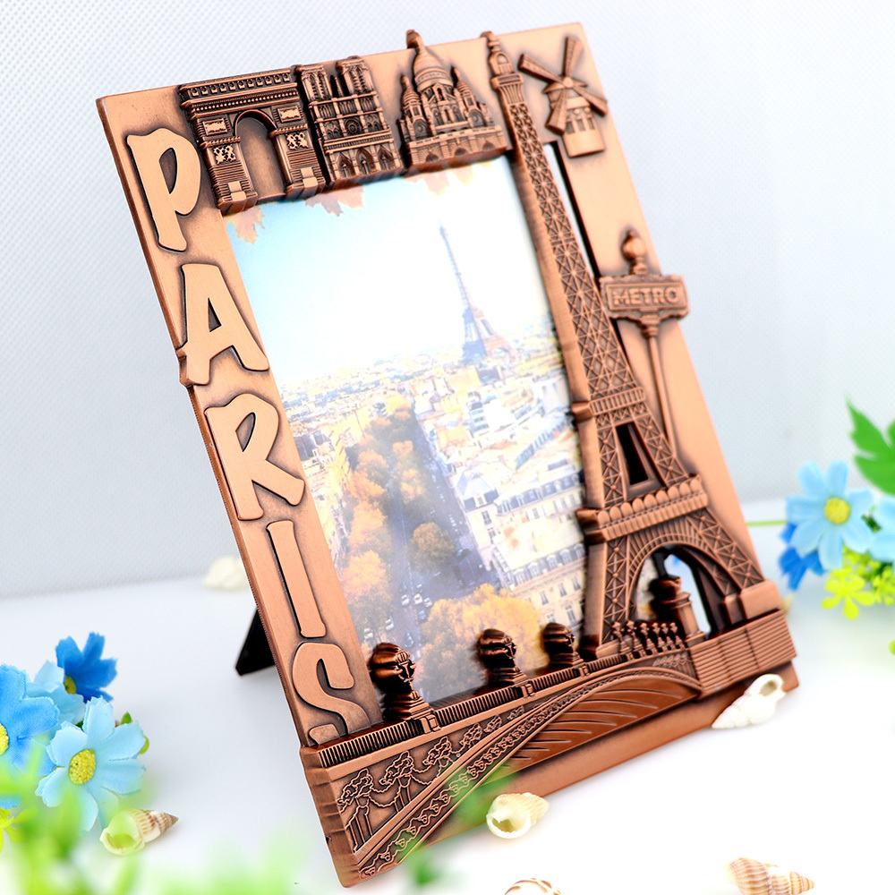 Classic Style Paris Eiffel Tower Decoration Art Metal Tourist Souvenir Photo Frame