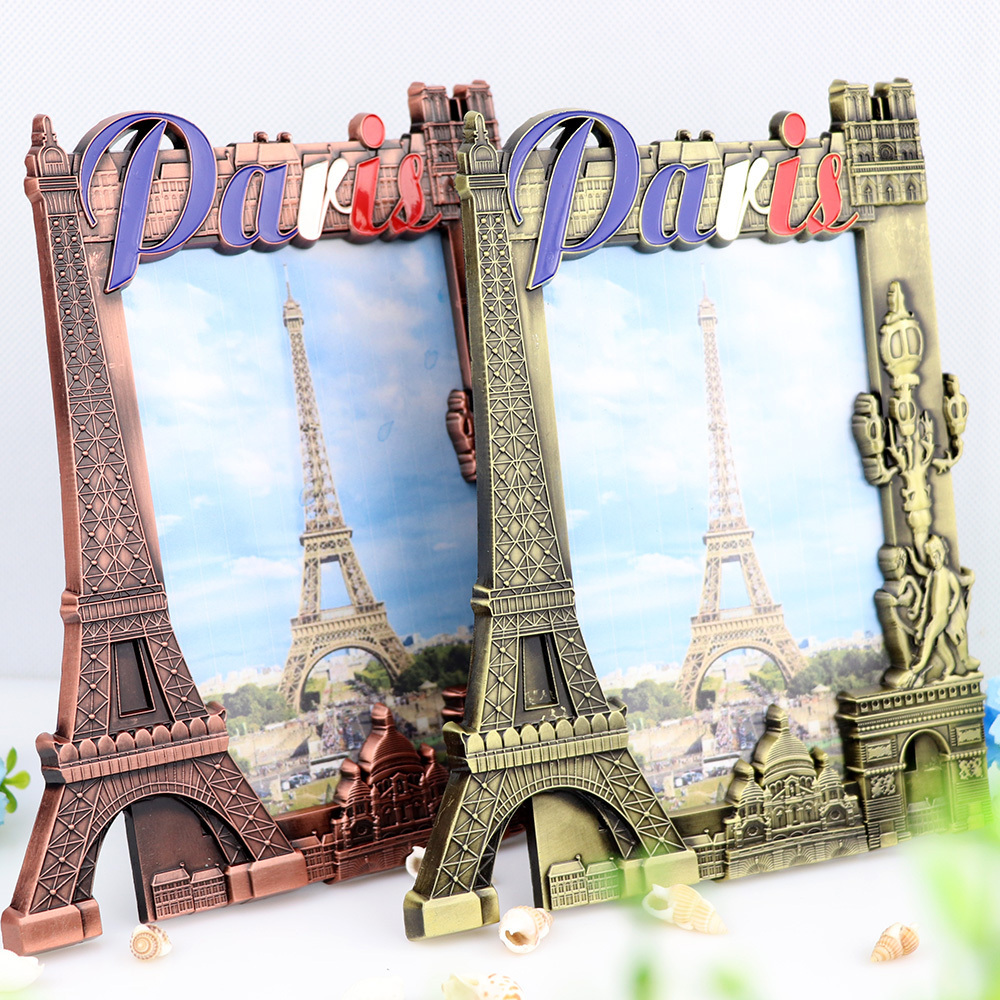 Custom Home Decoration Paris City Tourists Souvenir Metal Photo Picture Frame