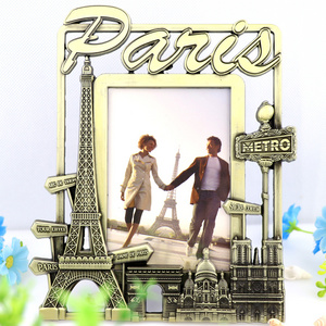 Custom Design Metal Crafts Classic Zinc Alloy Paris Souvenir Gift Metal Picture Photo Frame