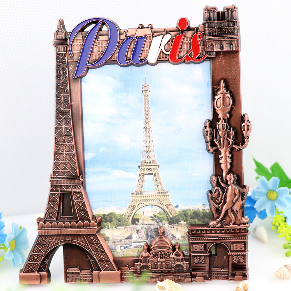 Custom Home Decoration Paris City Tourists Souvenir Metal Photo Picture Frame