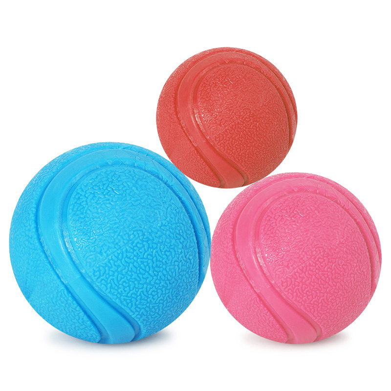 Low MOQ quick delivery custom color solid TPR toy durable strong chewing dog ball indestructible pet rubber ball