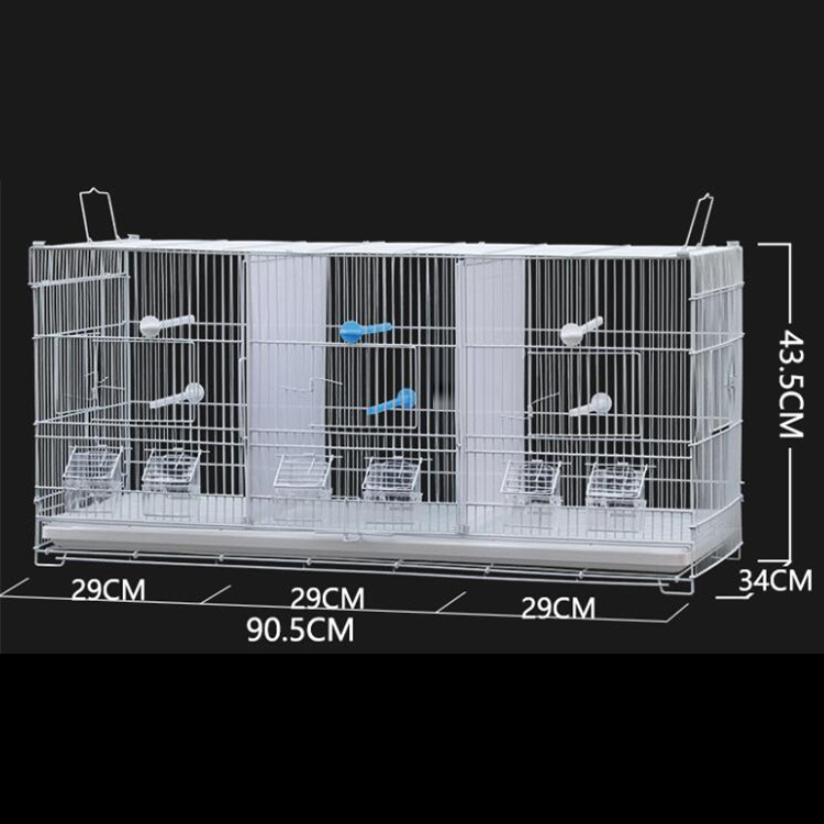 Multi Space Bird Cage Heavy Duty Wire Steel Breeding Parrot Cage With Wooden Stand And Water Feeder