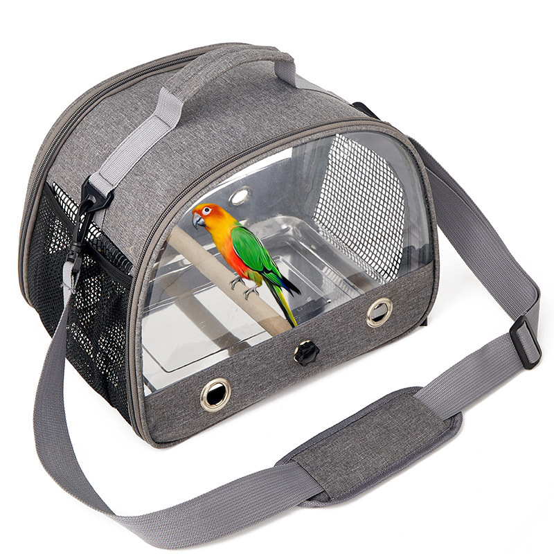 Customize Airline Approved Transparent Breathable Net Mesh Parrot Travel Cage Portable Pet Bird Carrier Tote Bag