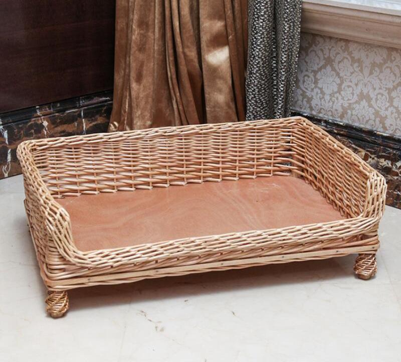 Hand-woven tropical woven rattan oversized cat basket wicker pet sofa rattan dog bed