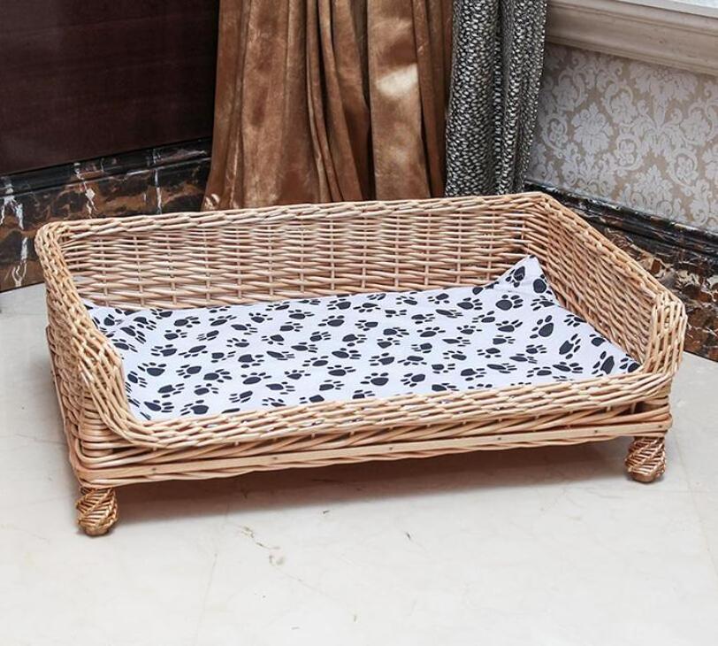 Hand-woven tropical woven rattan oversized cat basket wicker pet sofa rattan dog bed