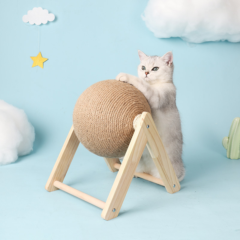 Cat Scratching Board Cat Toys Wooden Cat Scratching Ball Grinding Claw Toy