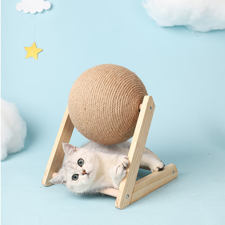 Cat Scratching Board Cat Toys Wooden Cat Scratching Ball Grinding Claw Toy