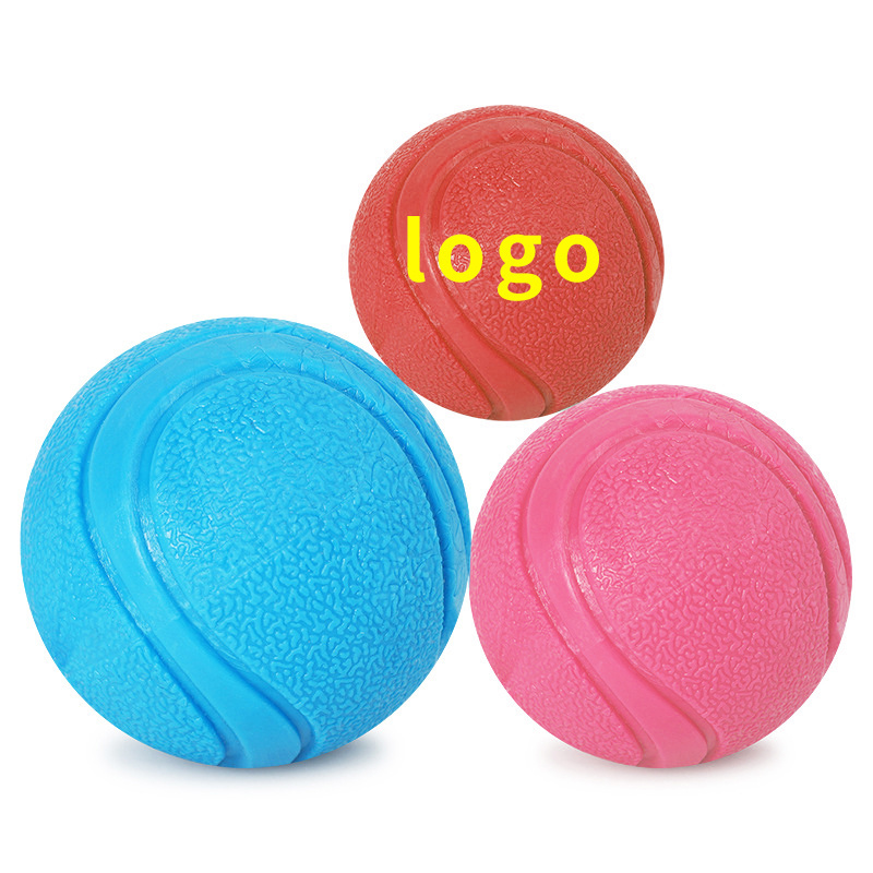 Low MOQ quick delivery custom color solid TPR toy durable strong chewing dog ball indestructible pet rubber ball