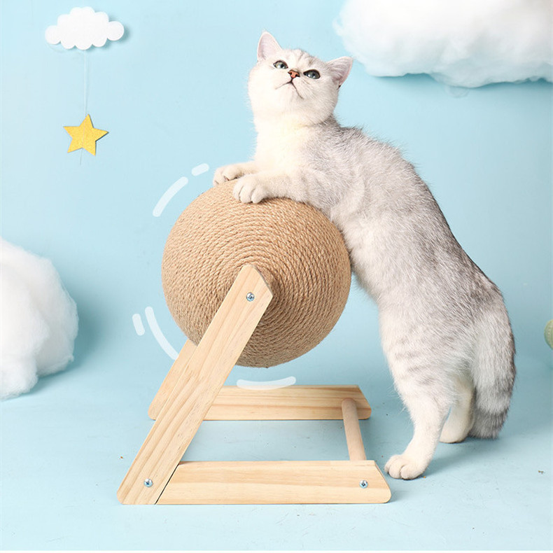 Cat Scratching Board Cat Toys Wooden Cat Scratching Ball Grinding Claw Toy