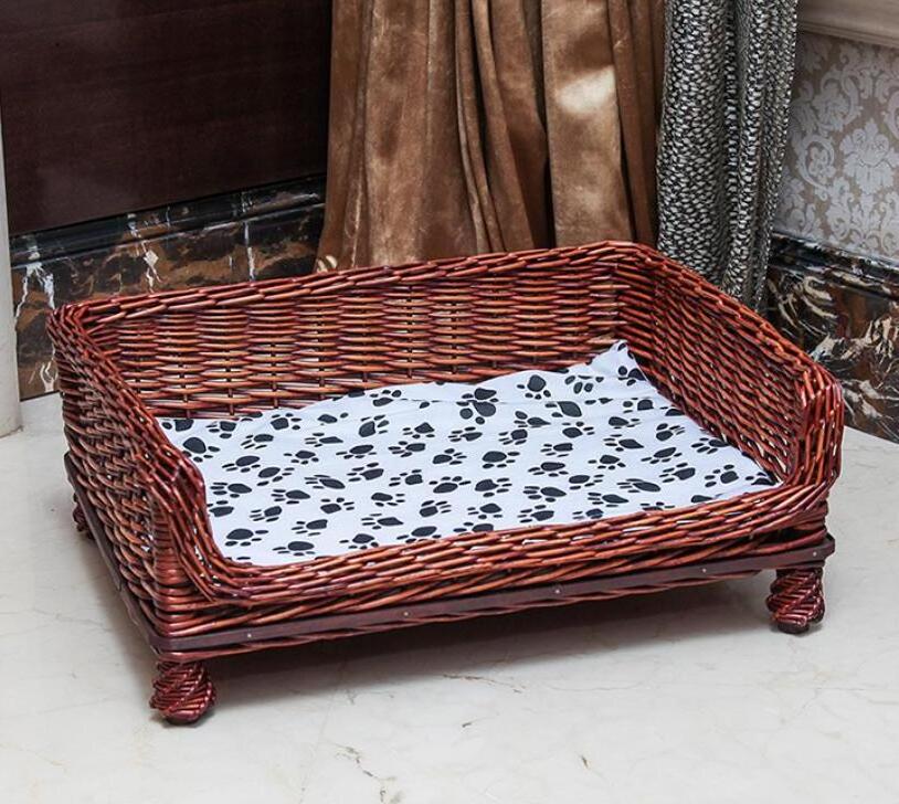 Hand-woven tropical woven rattan oversized cat basket wicker pet sofa rattan dog bed