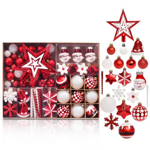 Red And White Clear Shatterproof Xmas Tree Decorations Bauble Ornaments Indoor Plastic Christmas Ball