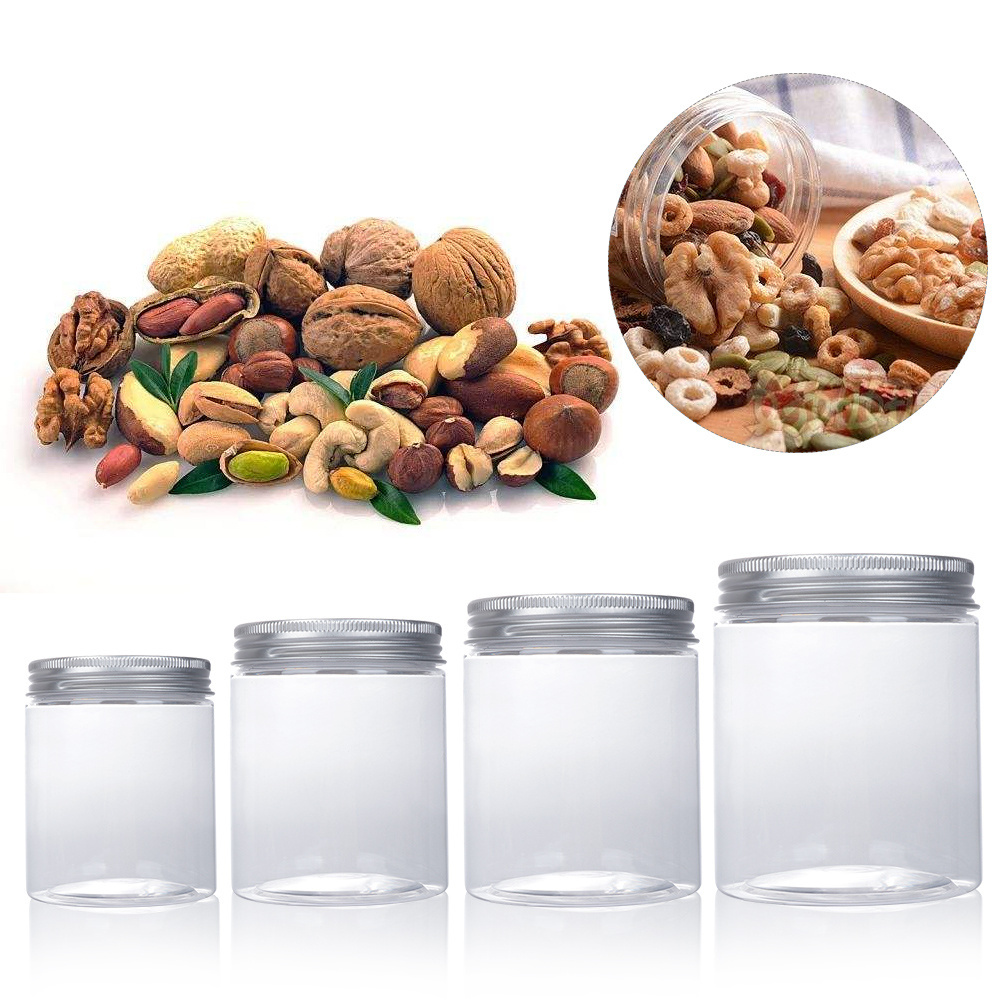 250ml 350ml 550ml 600ml 1000ml Bpa-Free Containers Clear Cookie Round Jar With Lid For Candy Packaging Pet Plastic Food Storage