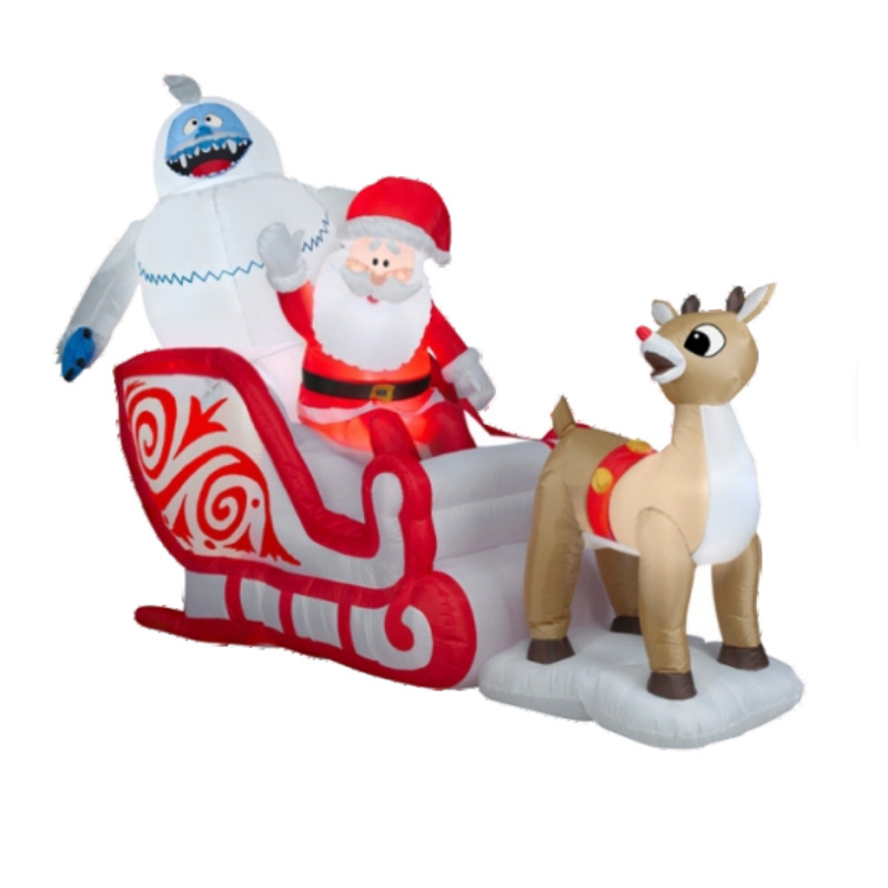 inflatable christmas decoration santa claus and deer Skiing for christmas decorations