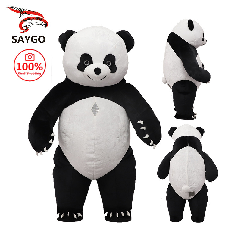 Saygo Hot Sale Plush 2M/2.6M/3M Inflatable Panda Mascot Costume Cartoon Character Cosplay Suit For Adults