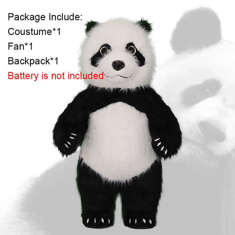 Hot Sale Plush 2M/2.6M/3M Inflatable Panda Mascot Costume Cartoon Character Cosplay Suit For Adults