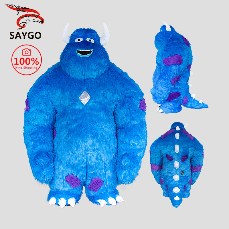 Saygo In Stock CE 2M/2.6M Inflatable Blue Monster Cartoon Character Minion Mascot Costume Cosplay Suit For Christmas