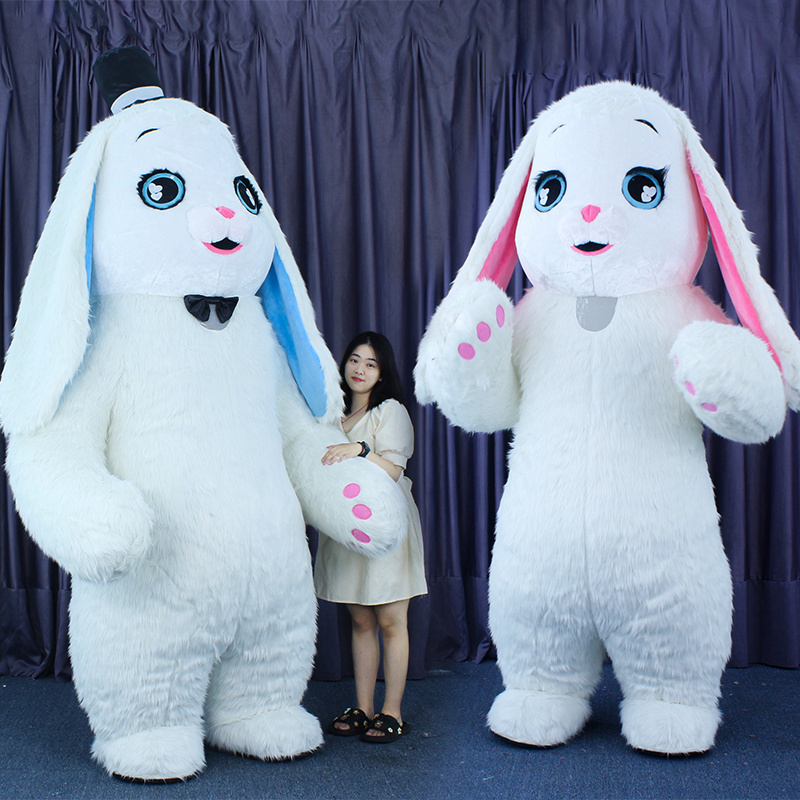 Dancing Easter Festival Inflatable Rabbit Bunny Costume for Party Unisex Mascot Animals & Bugs Reborn Dolls for Adults