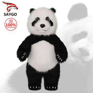 Hot Sale Plush 2M/2.6M/3M Inflatable Panda Mascot Costume Cartoon Character Cosplay Suit For Adults