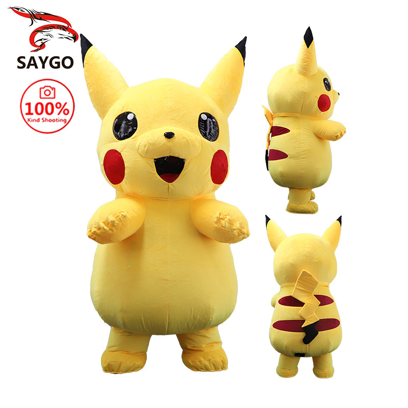 Saygo Hot Selling CE 2M/2.6M Inflatable Psyduck Cartoon Character Pikachu Mascot Costume Cosplay Suit For Adult